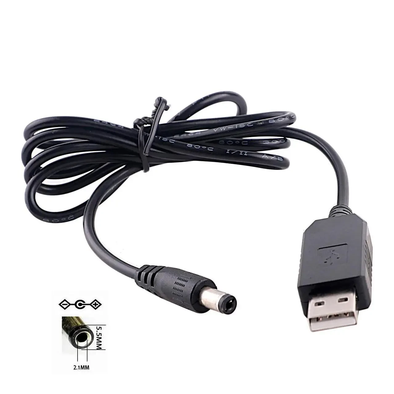 Кабель usb dc 12 v, usb дріт для під’єднання роутера до повербанка, DC 5.5×2.1 мм – фото 1