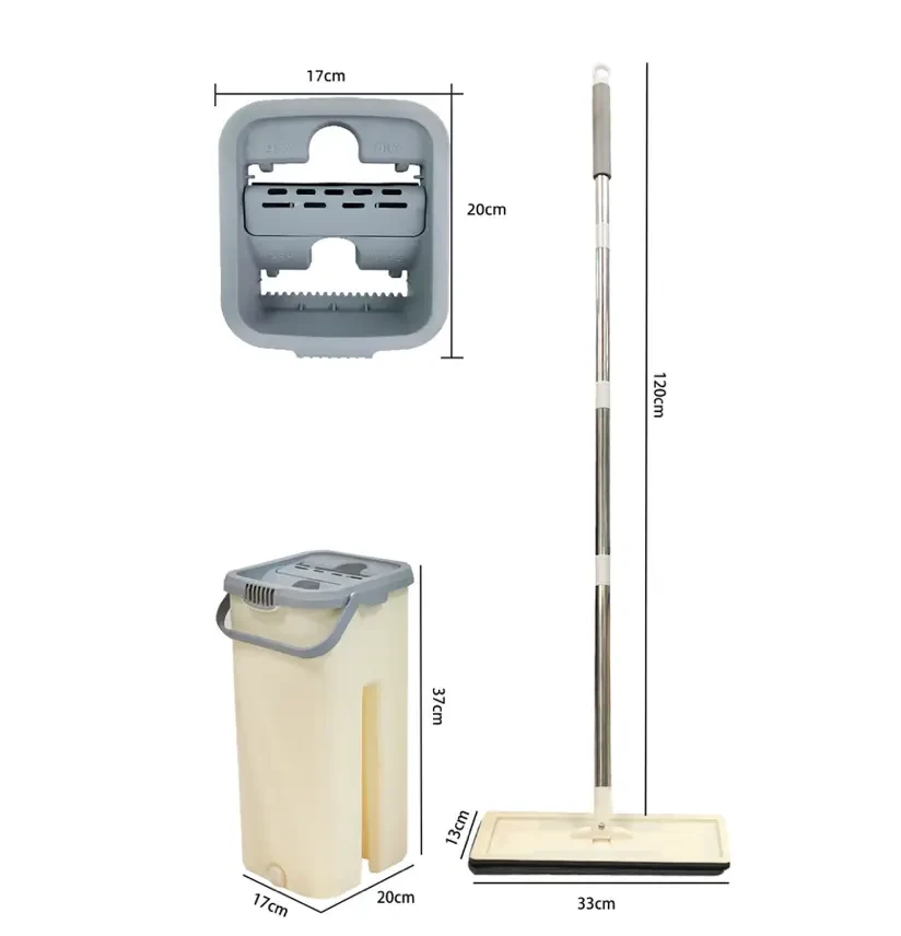 Швабра-стрічка 5 л Hand Free Cleaning Mop 2 в 1 з автоматичним віджиманням для прибирання Бежевий – фото 3