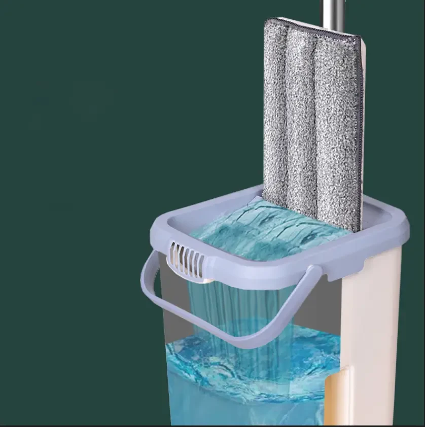 Швабра-стрічка 5 л Hand Free Cleaning Mop 2 в 1 з автоматичним віджиманням для прибирання Бежевий – фото 1