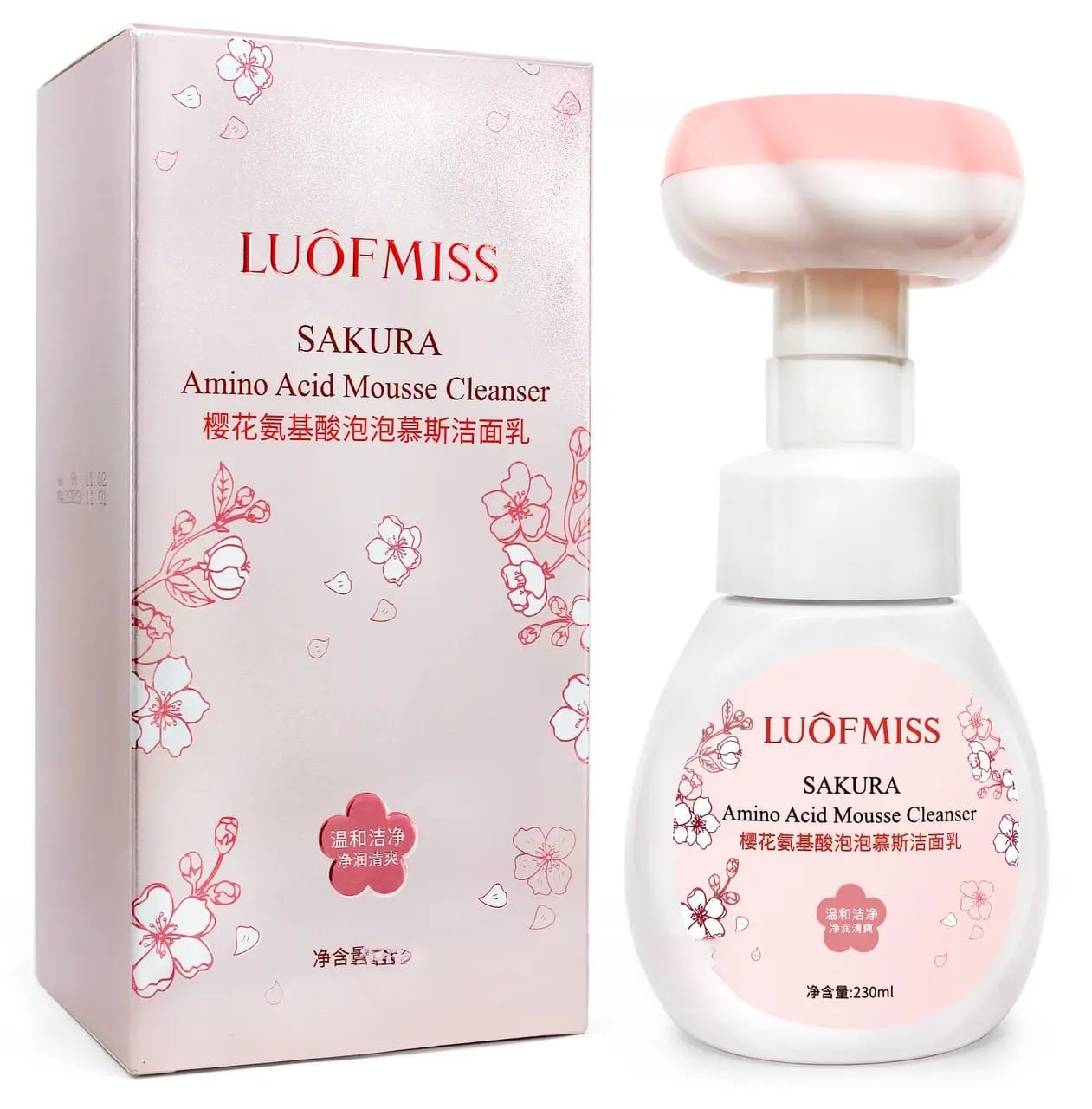 Очисний мус-пінка для вмивання з амінокислотами LUOFMISS Sakura Amino Acid Mousse Cleanser – фото 1