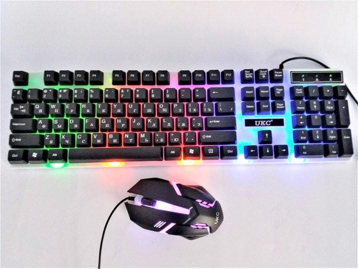 Комп’ютерна клавіатура з підсвіткою геймерська UKC M416 ART-5559 Combo Gamer ігрова клавіатура з мишкою – фото 1