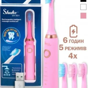 Електрична зубна щітка Shuke SK-601 акумуляторна Рожева