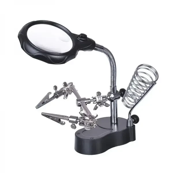 Лупа Третя рука EL-16126A з LED-підсвіткою. Настільна лупа 3.5 X 12X з кліпсою – фото 4