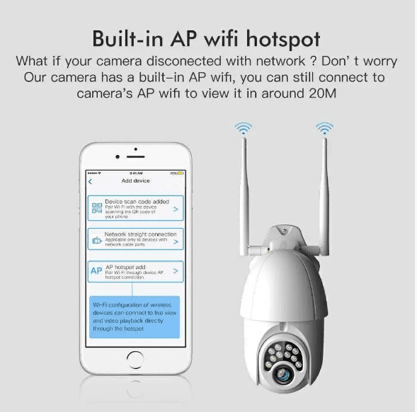 Вулична IP-камера відеоспостереження поворотна Wi-Fi камера Sdeter IPC-V380-Q10 1080P – фото 2