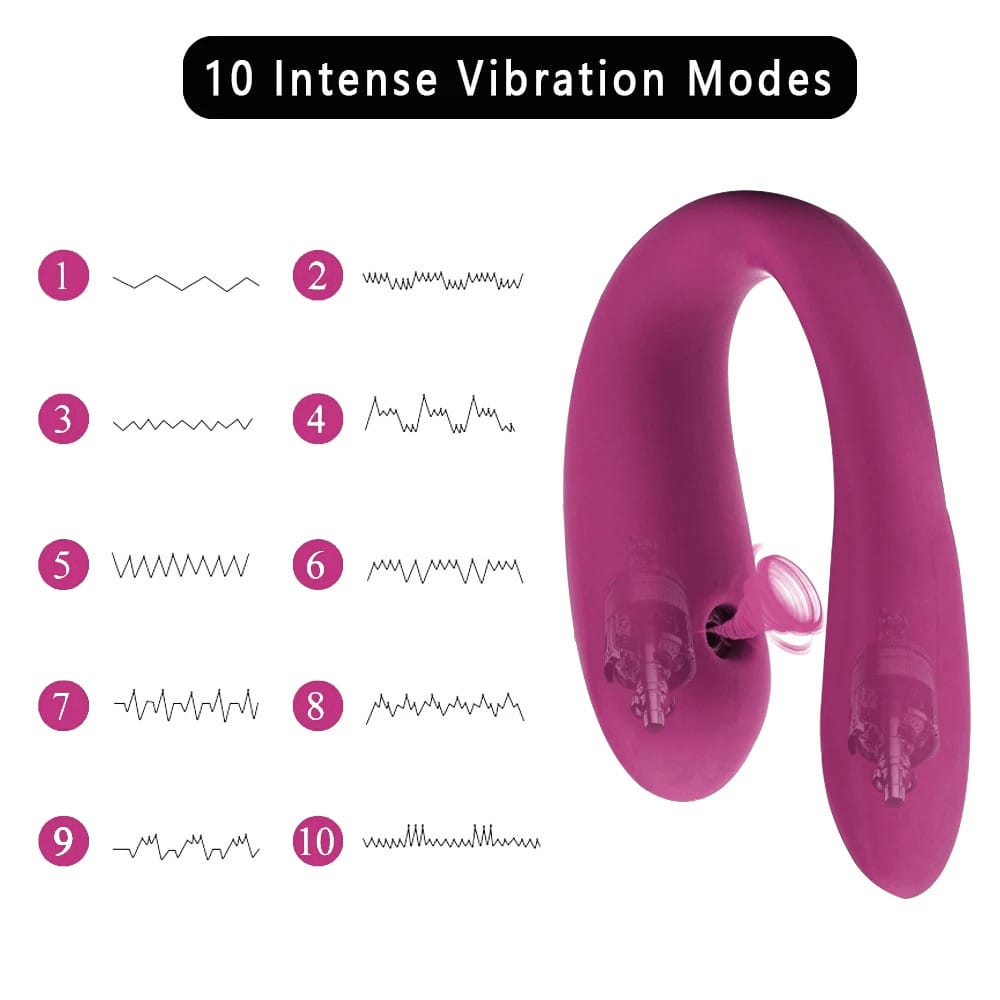 Вібратор electric sucking massager регульований подвійний рожевий з пультом ДК – фото 3