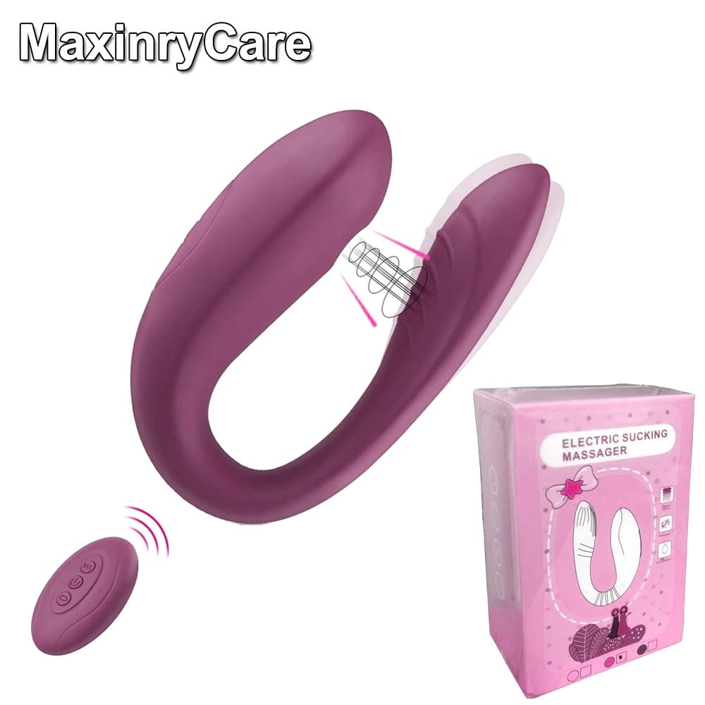 Вібратор electric sucking massager регульований подвійний рожевий з пультом ДК – фото 4