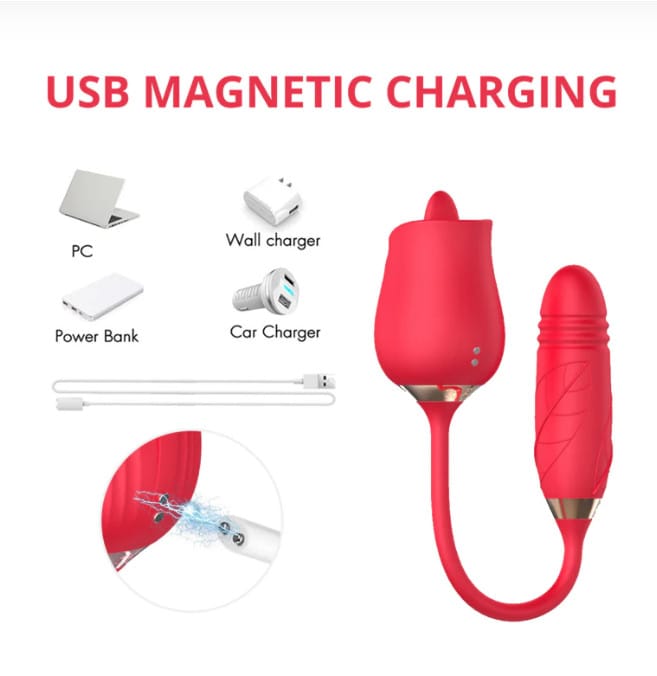 2 в 1 Автоматичний висувний рожевий клітор — зсільний вібратор вагінальний сосок – фото 2