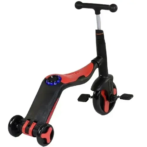 Самокат-велобіг scooter 3в1 з педалями червоний без паковання – фото 2