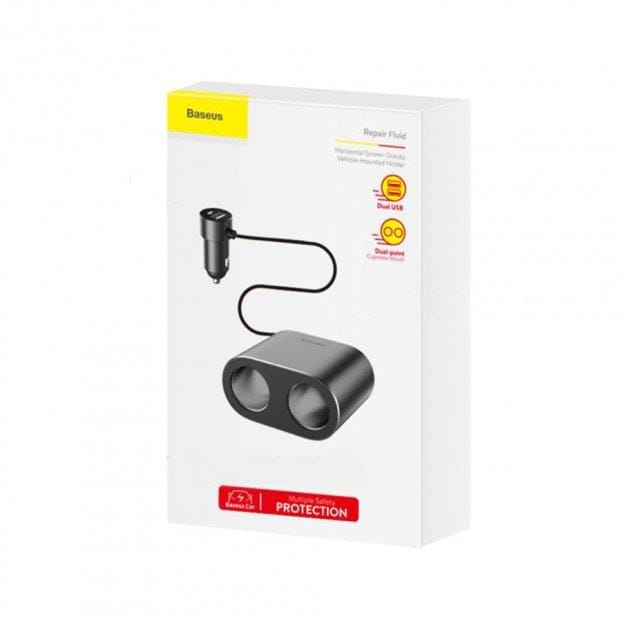 Автомобільний зарядний пристрій Baseus High Efficiency One to Two Cigarette Lighter Black (CRDYQ-01) – фото 2
