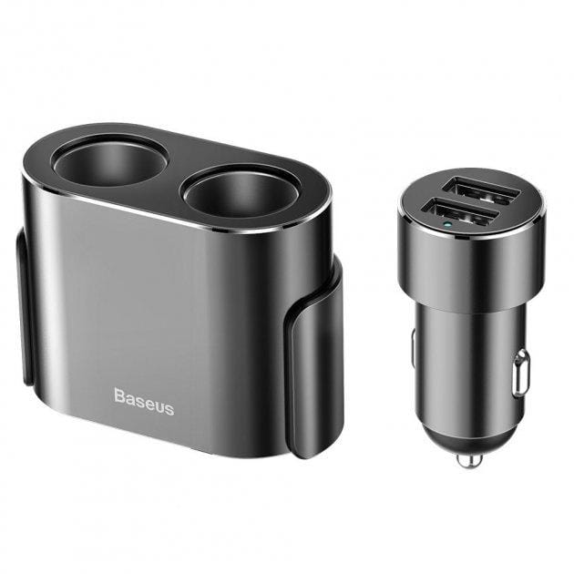 Автомобільний зарядний пристрій Baseus High Efficiency One to Two Cigarette Lighter Black (CRDYQ-01) – фото 1