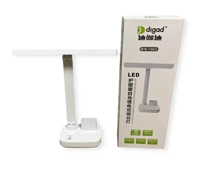 Потужна акумуляторна настільна лампа Digad 1963 на 48 LED 5 W (ЗАРЯДКА ВІД USB/C’ЄМНІ АКУМУЛЯТОРИ) Біла – фото 5
