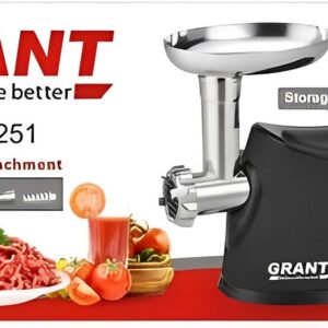 Електрична м'ясорубка GRANT 6251 3000W із соковичавницею для томатного соку Чорна