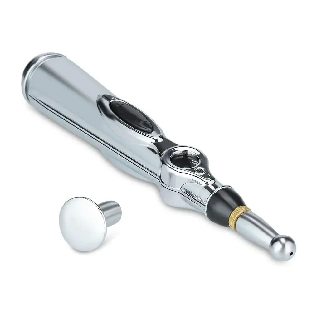 Масажер для тіла електричний ручний (масажна ручка) 3в1 Massager Pen W-912 на батарейках Сріблястий – фото 3