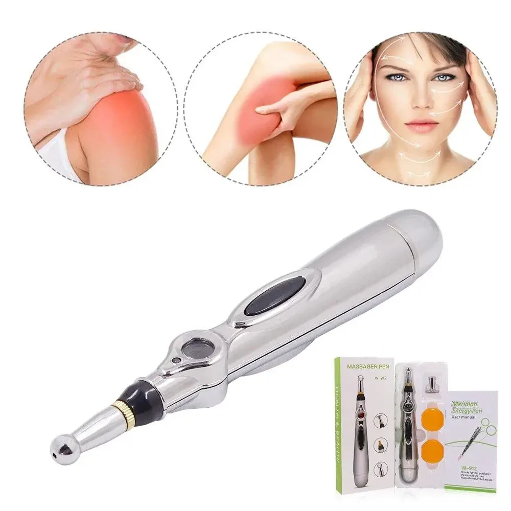 Масажер для тіла електричний ручний (масажна ручка) 3в1 Massager Pen W-912 на батарейках Сріблястий – фото 6