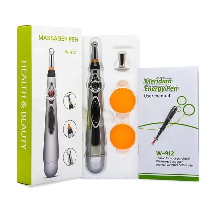 Масажер для тіла електричний ручний (масажна ручка) 3в1 Massager Pen W-912 на батарейках Сріблястий – фото 9