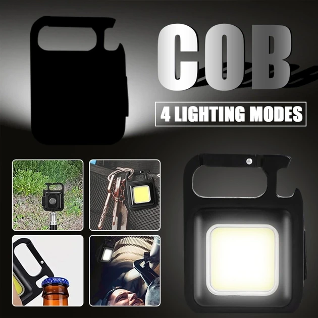 Ліхтарик брелок акумуляторний LED COB з карабіном і магнітом 500 mAh – фото 9