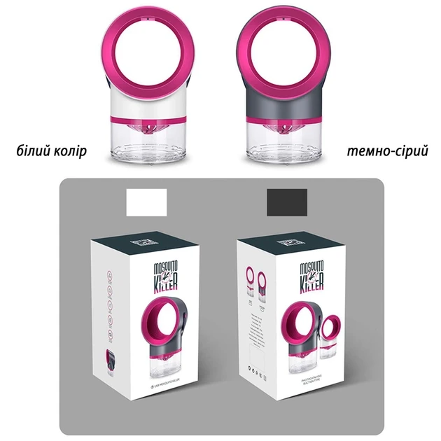 Лампа-сукня знищувач настільна від комах і комарів Mosquito killer gray-pink – фото 3