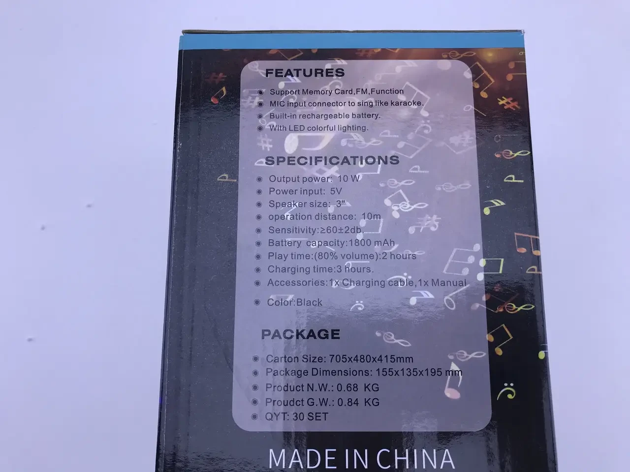Колонка з LED-підсвіткою музична портативна Bluetooth AM-303 – фото 6