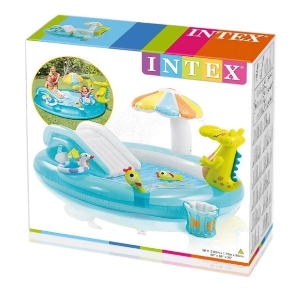 Дитячий надувний ігровий центр Intex Алігатор 201х170х84 см з гіркою й аксесуарами 57165 – фото 4