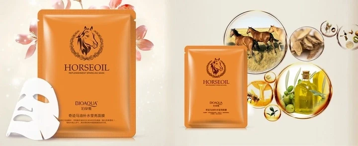 Зволожувальна маска для обличчя Bioaqua Horse oil Rerplenishment Sparkling Mask 30 г – фото 1