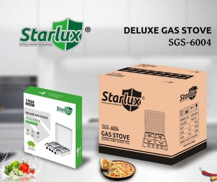 Плита настільна газова неіржавка сталь на 4 конфорки STARLUX SGS-6004 – фото 2