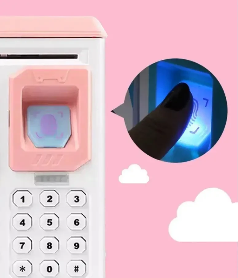 Сейф Робот-копилка електронна дитяча Robot Bodyguard з відбитком пальця, музична Рожевий – фото 1