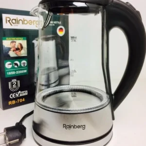Скляний електричний чайник на 2 літри Rainberg RB704 з LED-підсвіткою 2200W Black