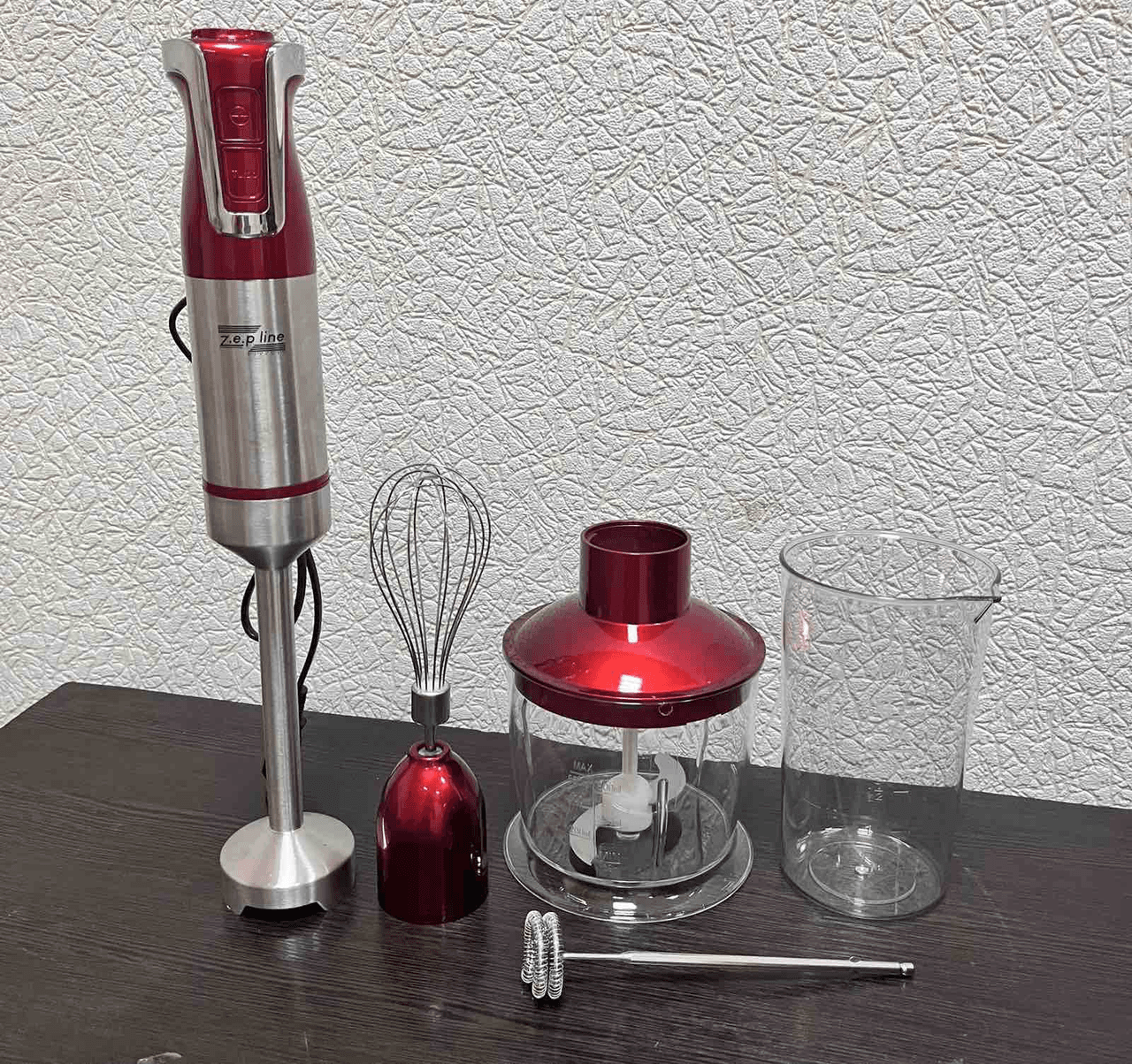 Ручний блендер заглибний з мірною склянкою 5в1 Zepline ZP-074 1500ВТ Червоний – фото 4