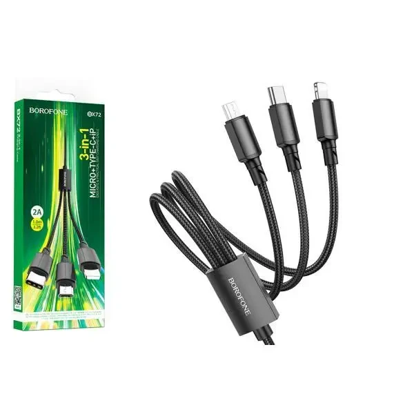 Кабель Borofone BX72 3-in-1 charging cable(iP+Type-C+Micro) – фото 2