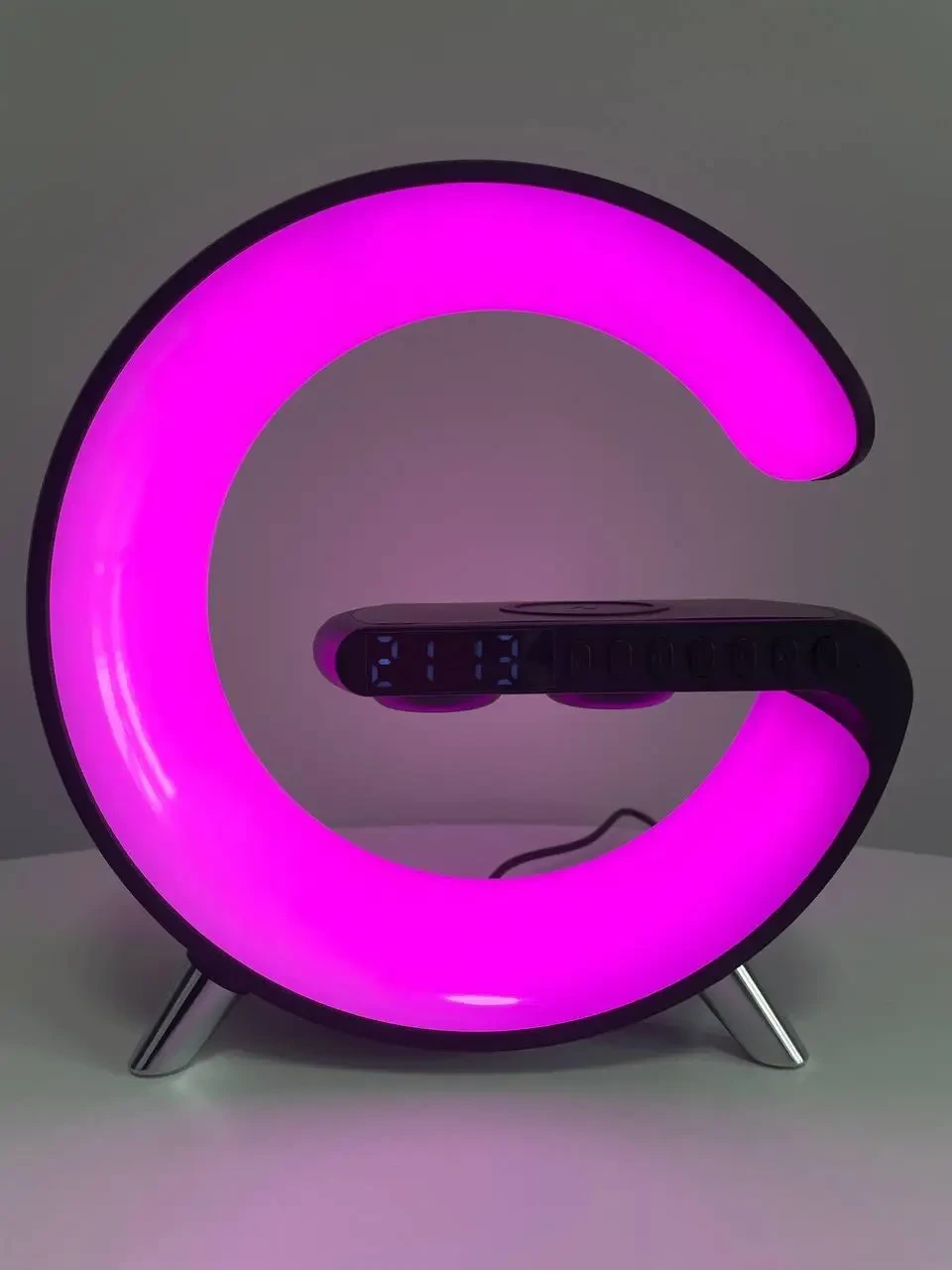 Світильник, нічник RGB Smart Light Sound Machine з бездротовою зарядкою 15W і Bluetooth колонкою 3W — чорний – фото 4