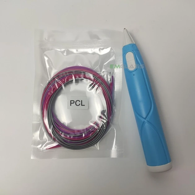 Дитяча 3D-ручка для малювання з екопластиком 3D-6-2 набір з трафаретами Бузковий Синій – фото 1