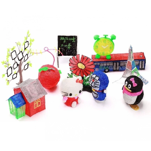 Дитяча 3D-ручка для малювання з екопластиком 3D-6-2 набір з трафаретами Бузковий Синій – фото 5