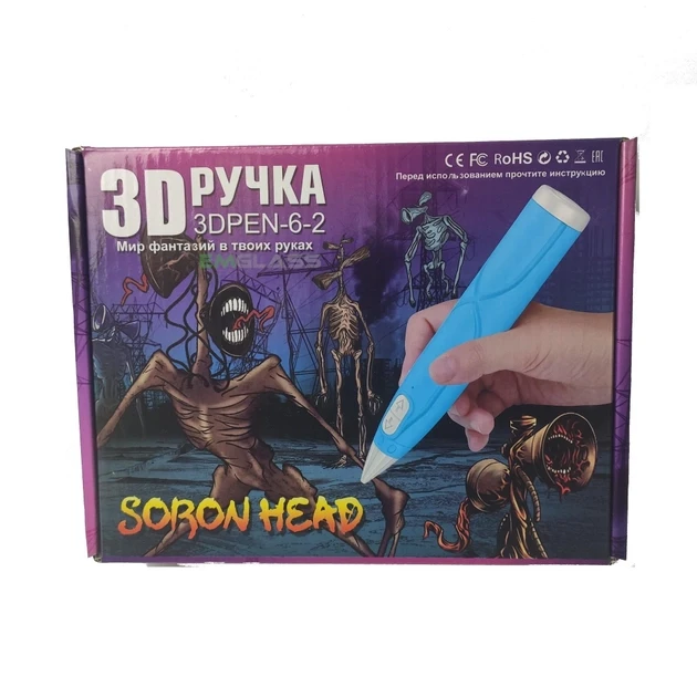 Дитяча 3D-ручка для малювання з екопластиком 3D-6-2 набір з трафаретами Бузковий Синій – фото 8