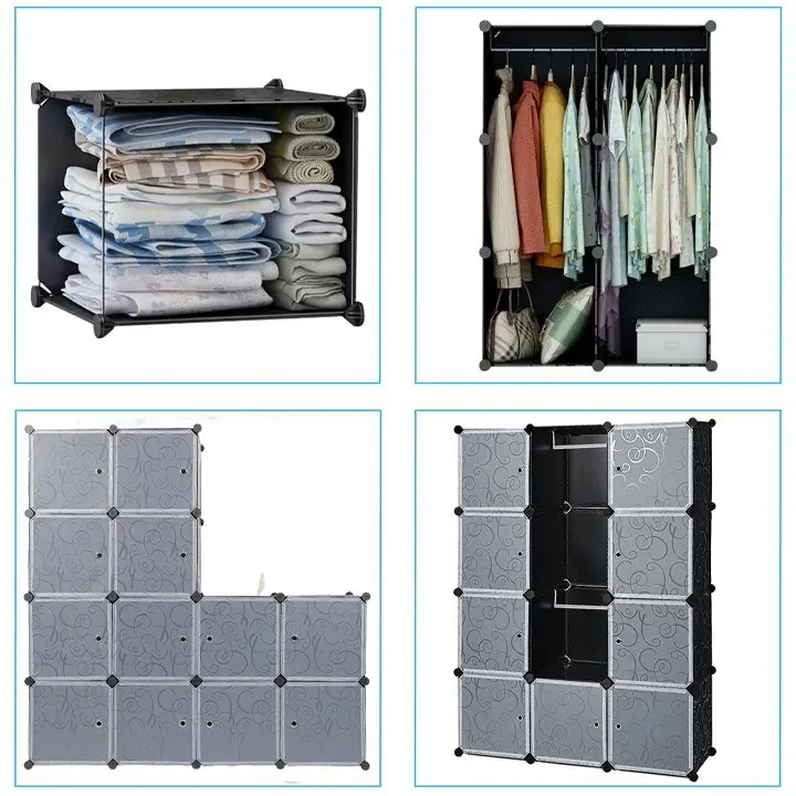 Пластикова складана шафа Storage Cube Cabinet «МР 312-62» Чорна (110х37х146см) – фото 4
