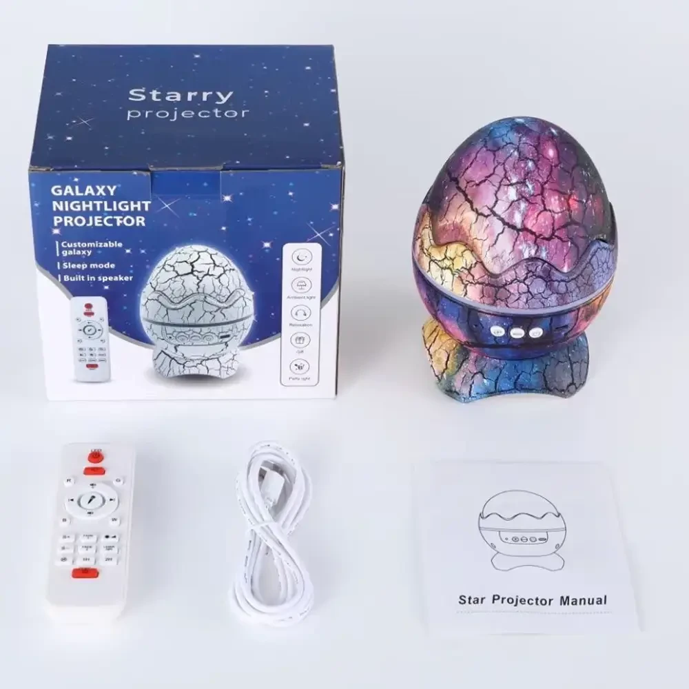 Проєктор галактики Яйце, нічник зоряного неба лазерний, з Bluetooth колонкою, пультом — Фіолетовий – фото 4