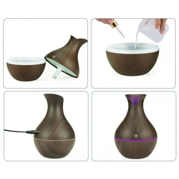 Зволожувач повітря ТЕМНО-КОРИЧЕНОВИЙ Humidifier Ultrasonic Aroma з підсвіткою Повітроочисник – фото 4