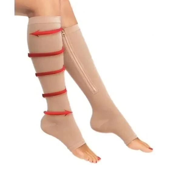 Компресійні гольфи на змійці Zip Sox зменшення набряклості ніг бежевий S/M – фото 1