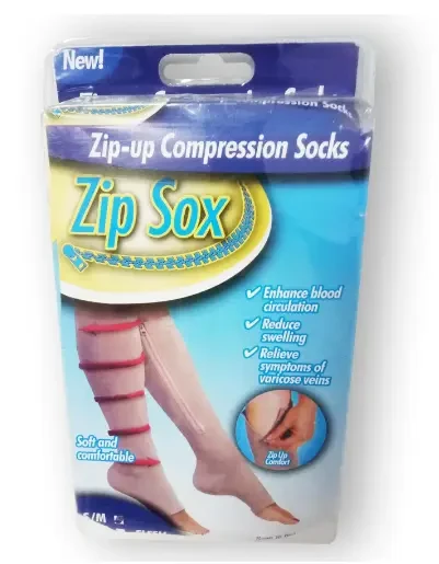 Компресійні гольфи на змійці Zip Sox зменшення набряклості ніг бежевий S/M – фото 3