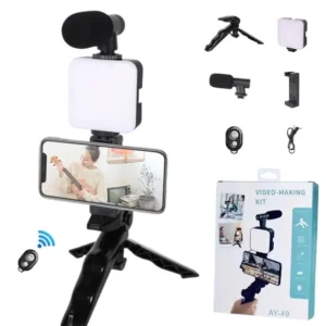 Набір блогера 4в1 AY-49 Тринога для телефона з мікрофоном і спалахом Штатив трипод для селфі та відео