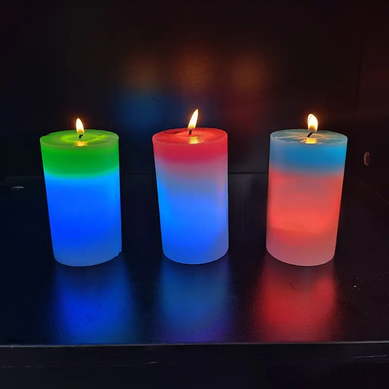 Декоративна воскова свічка з ефектом полум’я і LED-підсвіткою Candles magic 7 кольорів RGB – фото 4