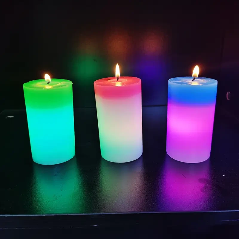 Декоративна воскова свічка з ефектом полум’я і LED-підсвіткою Candles magic 7 кольорів RGB – фото 3