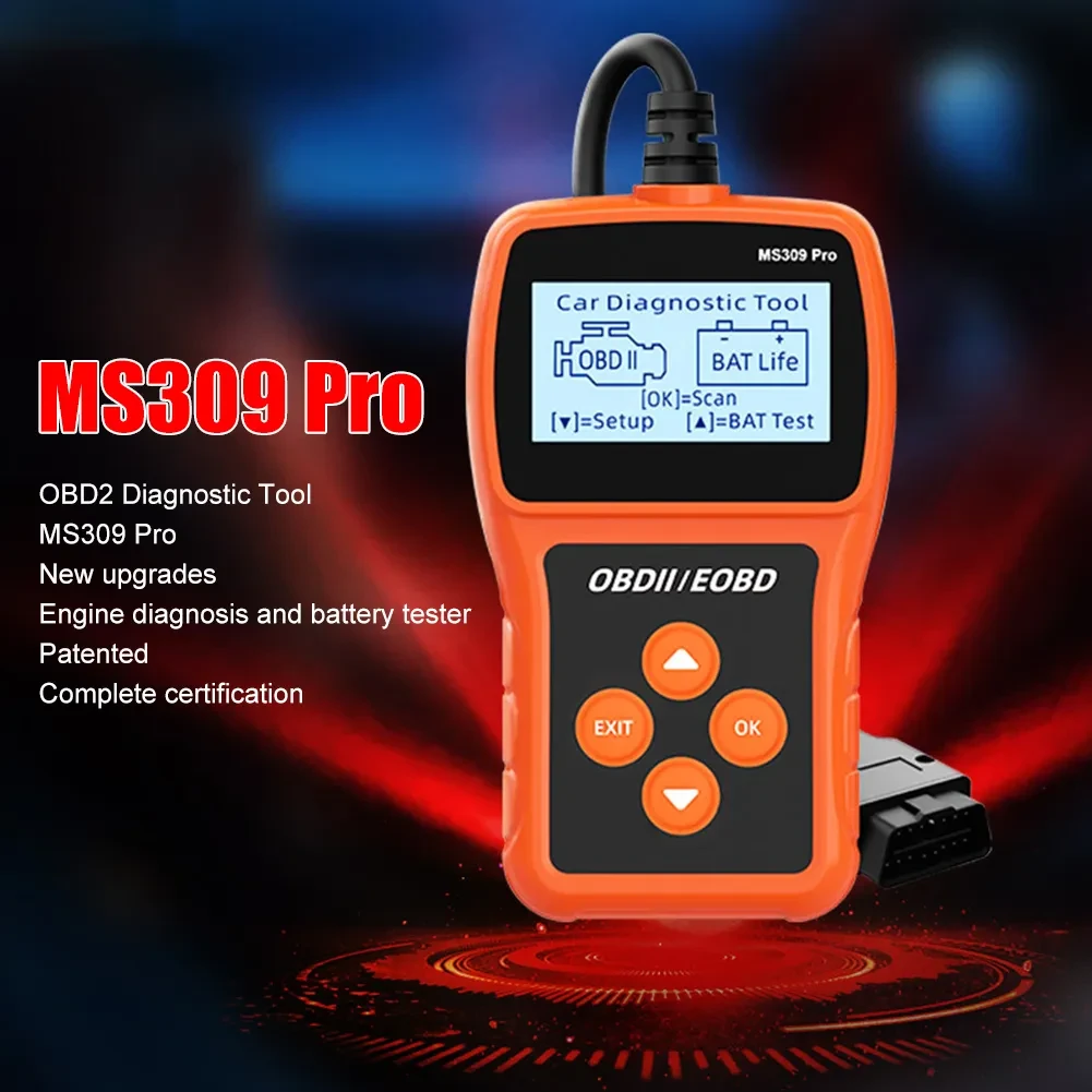 Сканер MS309PRO OBD2, діагностичний інструмент, тестер акумулятора, зчитувач кодів несправностей – фото 5