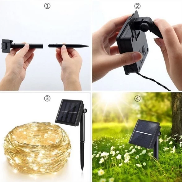 LED-гірлянда новорічна з лоничкою панеллю 100 LED 11 м колір Тепло-білий SF-13 – фото 3