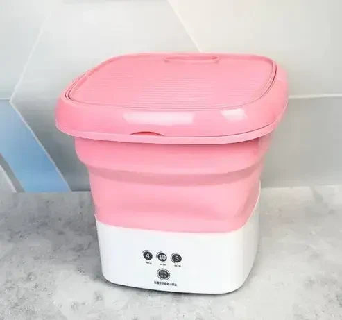 Портативна пральна машинка РОЗОВАНА ультразвукова 8 Л з USB складана пральна мінімашина – фото 1