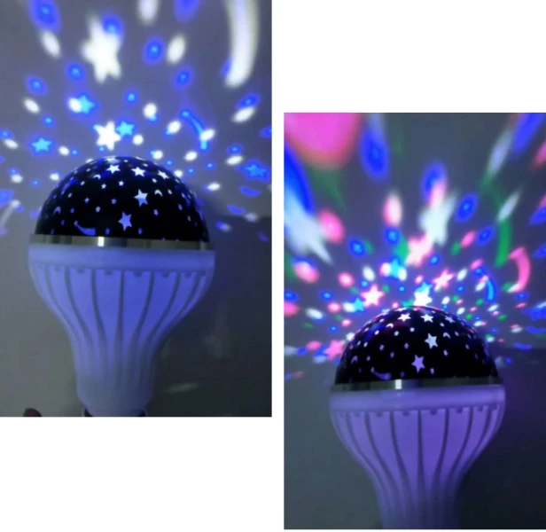 Лампа проєктор зоряного неба на патрон Master Bulb601-HX 6Вт, нічник, 3 кольори світіння, 220 В – фото 6