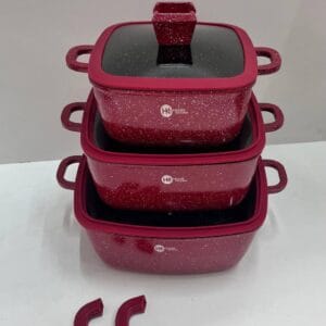 Набір квадратних каструль із силіконовими кришками Higher Kitchen HK-323 Червоний