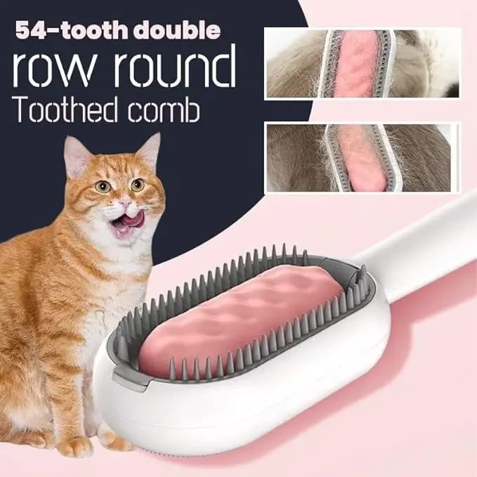 Щітка для вичісування шерсті хатніх тварин 4 в 1 Pet Cleaning Comb з масажем і чищенням речей Pink W28 – фото 1