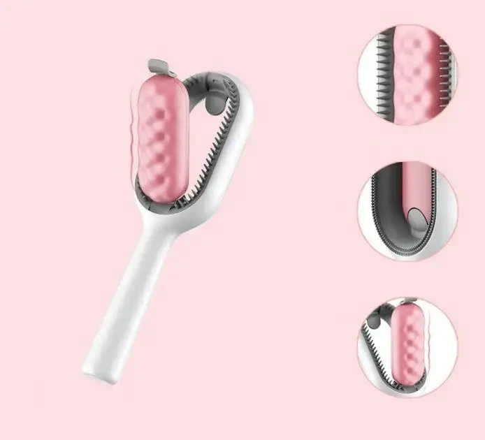 Щітка для вичісування шерсті хатніх тварин 4 в 1 Pet Cleaning Comb з масажем і чищенням речей Pink W28 – фото 5