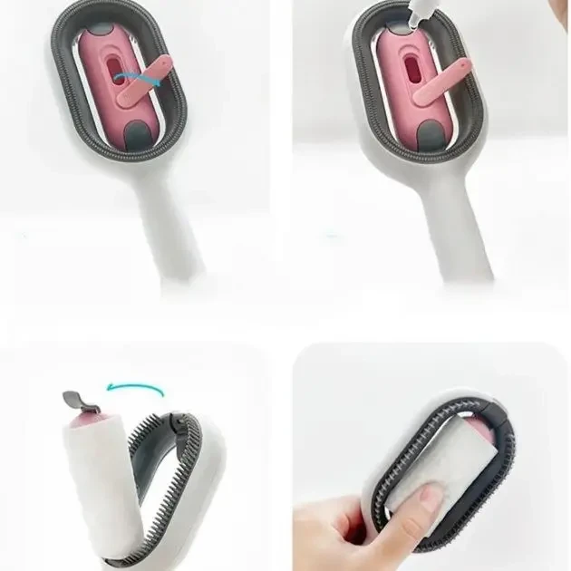 Щітка для вичісування шерсті хатніх тварин 4 в 1 Pet Cleaning Comb з масажем і чищенням речей Pink W28 – фото 7
