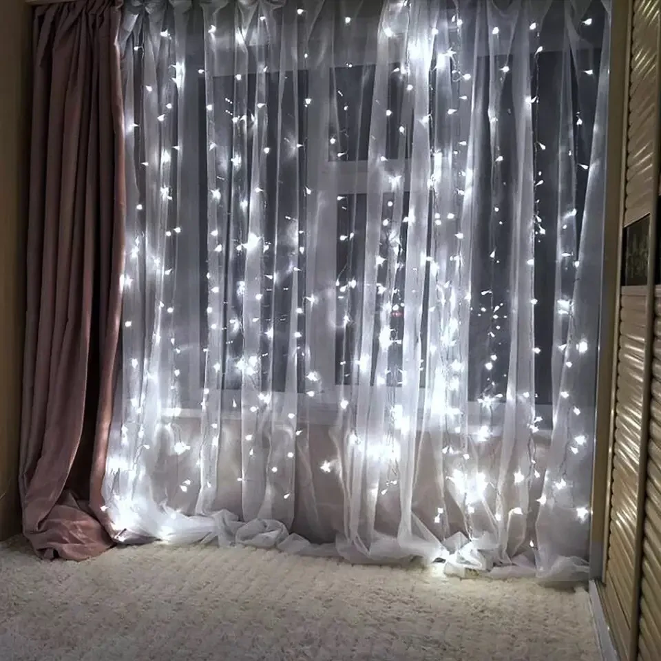Гірлянда водоспад 320 LED (RD7154) 3х2м із заглушкою (10х32) Білий (холодний – фото 1